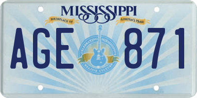 MS license plate AGE871