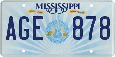 MS license plate AGE878