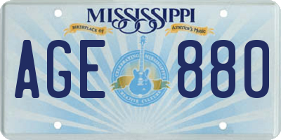 MS license plate AGE880