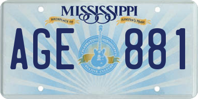 MS license plate AGE881