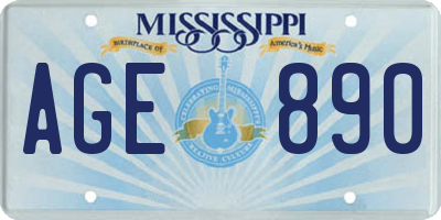 MS license plate AGE890