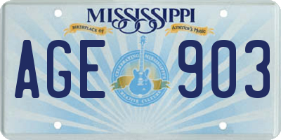 MS license plate AGE903