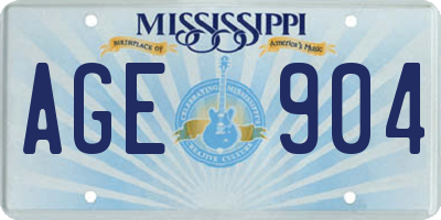 MS license plate AGE904