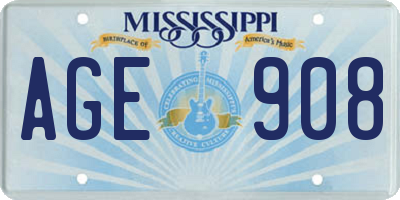 MS license plate AGE908