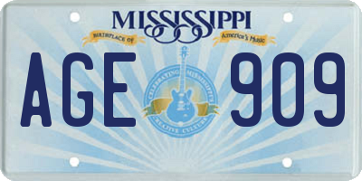 MS license plate AGE909