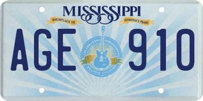 MS license plate AGE910