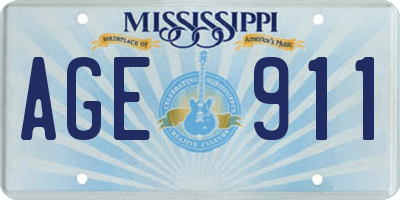 MS license plate AGE911