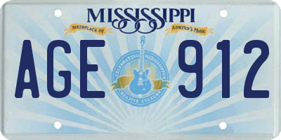 MS license plate AGE912