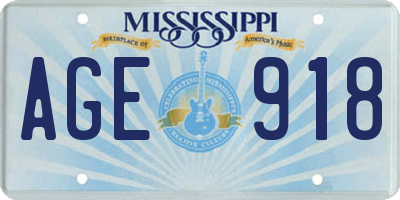 MS license plate AGE918