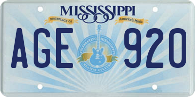 MS license plate AGE920