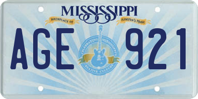 MS license plate AGE921