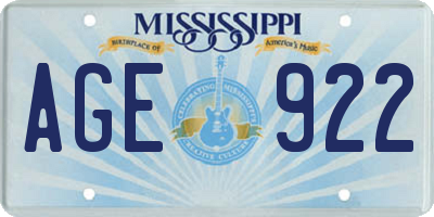 MS license plate AGE922