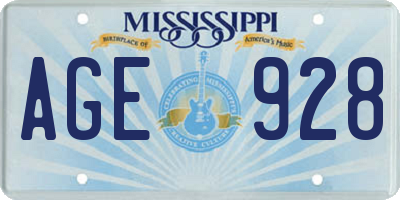 MS license plate AGE928