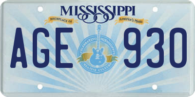 MS license plate AGE930