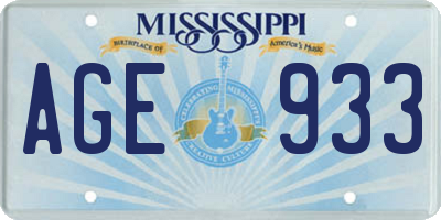 MS license plate AGE933