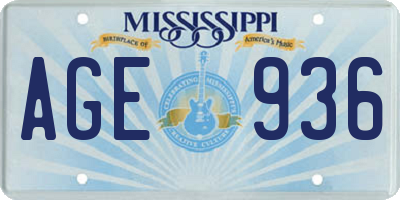MS license plate AGE936