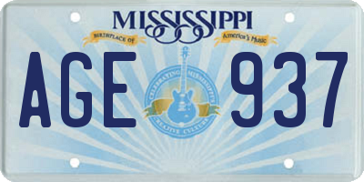 MS license plate AGE937