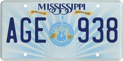 MS license plate AGE938