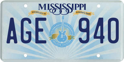 MS license plate AGE940