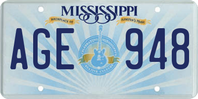 MS license plate AGE948