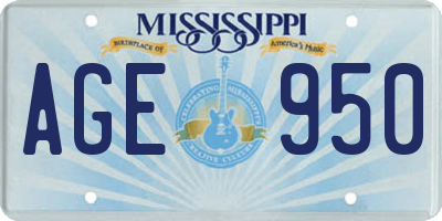 MS license plate AGE950