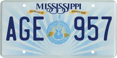 MS license plate AGE957