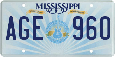 MS license plate AGE960