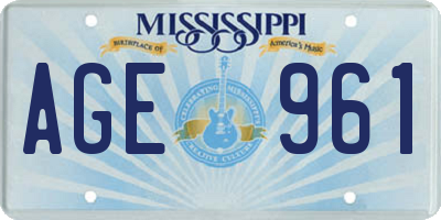 MS license plate AGE961
