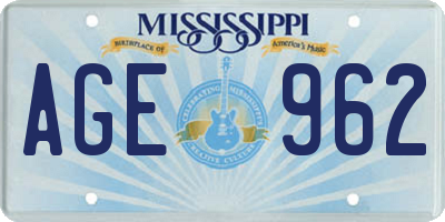 MS license plate AGE962