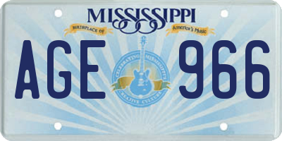 MS license plate AGE966