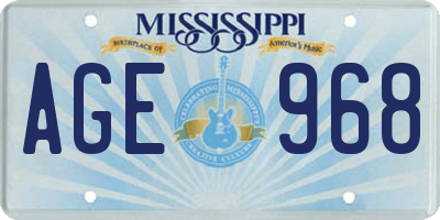 MS license plate AGE968