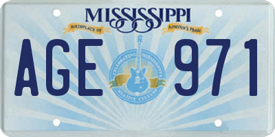 MS license plate AGE971