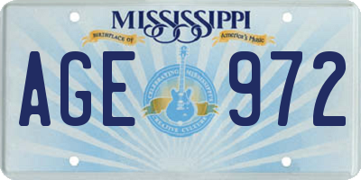 MS license plate AGE972