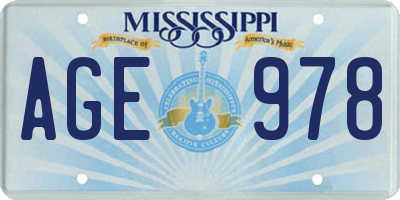MS license plate AGE978
