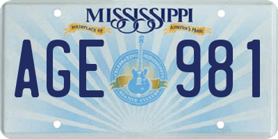MS license plate AGE981