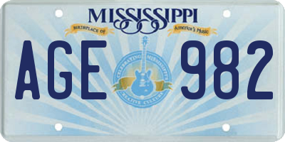 MS license plate AGE982