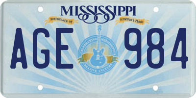 MS license plate AGE984