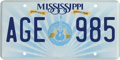 MS license plate AGE985