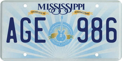 MS license plate AGE986