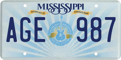 MS license plate AGE987
