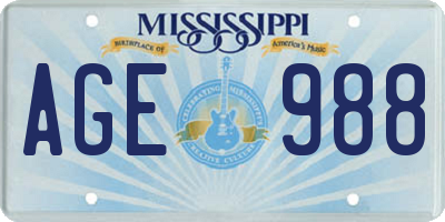MS license plate AGE988
