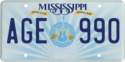 MS license plate AGE990