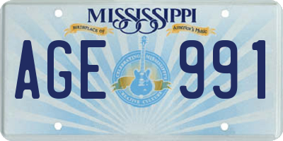 MS license plate AGE991