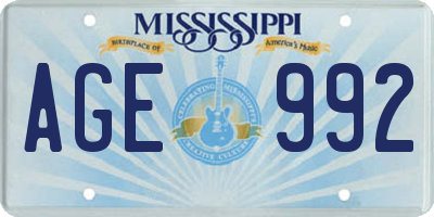 MS license plate AGE992