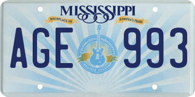 MS license plate AGE993