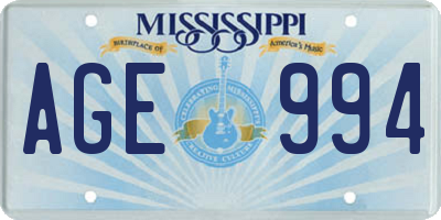 MS license plate AGE994