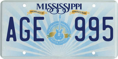 MS license plate AGE995