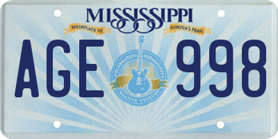 MS license plate AGE998