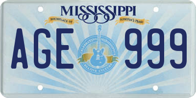 MS license plate AGE999