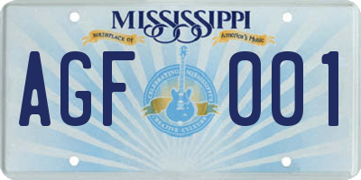 MS license plate AGF001